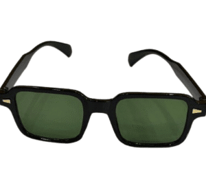 Black Square Sunglasses with Green Lens