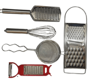 5-in-1 Stainless Steel Kitchen Tool Combo | Grater, Peeler, Whisk, Strainer & Multi Grater Set
