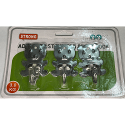 Strong self adhesive wall hooks with cute bear design holding capacity up to 3 kg