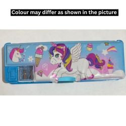 Unicorn Printed Pencil Box | Kids Plastic Pencil Case with Sharpener