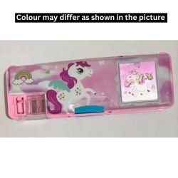 Unicorn Printed Pencil Box | Kids Plastic Pencil Case with Sharpener and calculator