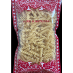 400 gram spiral fusilli pasta packed in transparent plastic pouch with red border packaging