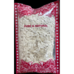 400 gram thin poha flattened rice packed in transparent plastic pouch with red decorative border packaging